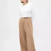365 hooggetailleerde broek van geborsteld twill met plooien