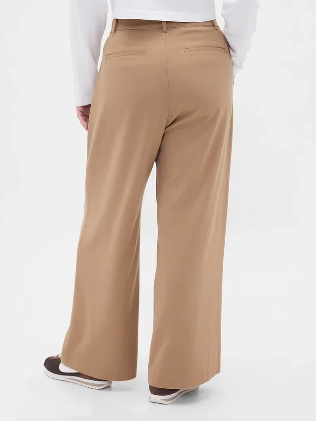 365 hooggetailleerde broek van geborsteld twill met plooien