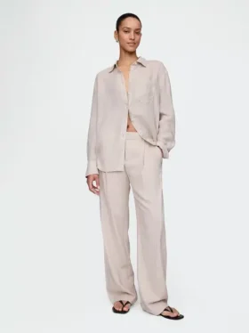 365 Lage taille broek van linnenmix