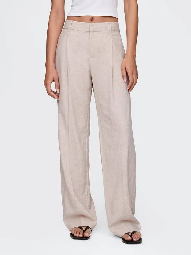 365 Lage taille broek van linnenmix