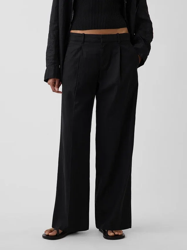 365 Lage taille broek van linnenmix