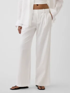 365 Lage taille broek van linnenmix