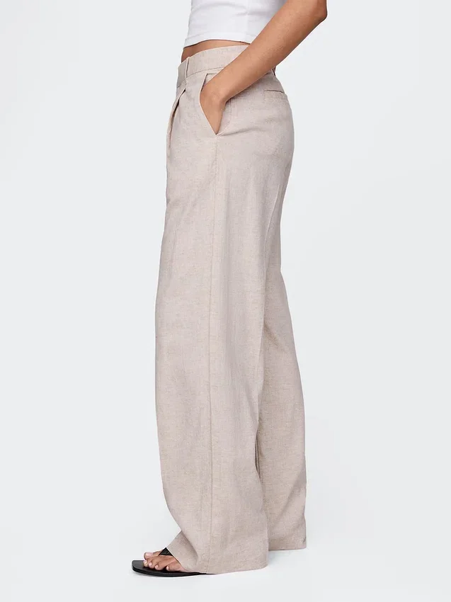 365 Lage taille broek van linnenmix