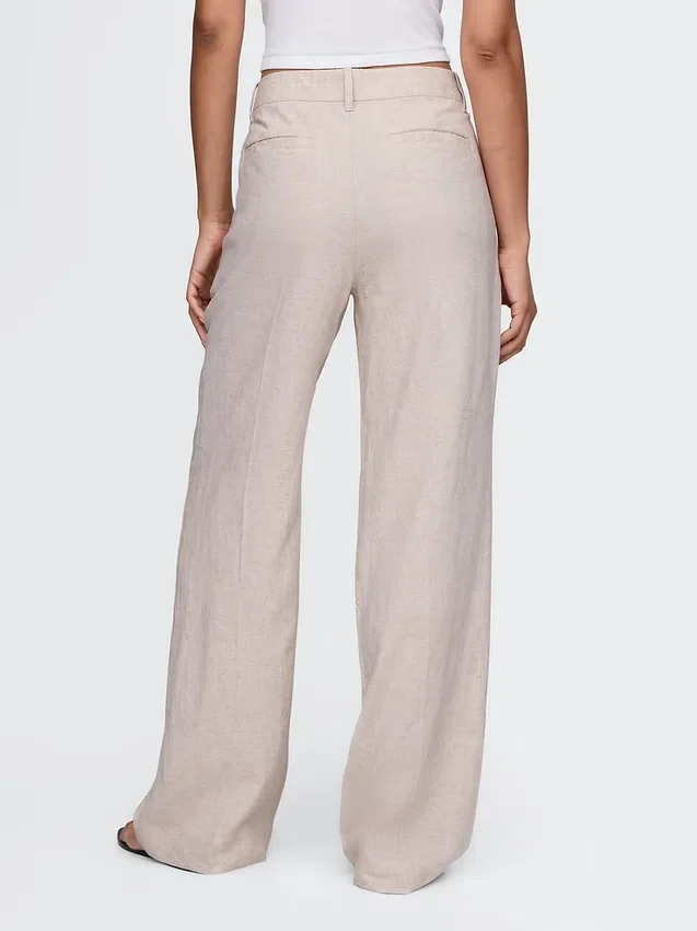 365 Lage taille broek van linnenmix