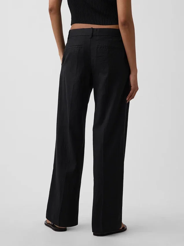 365 Lage taille broek van linnenmix