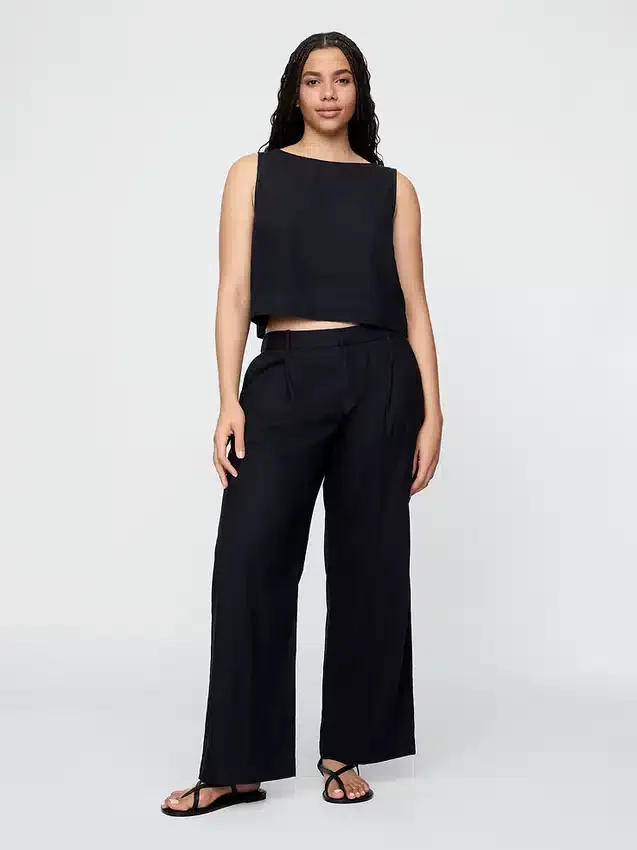 365 Lage taille broek van linnenmix