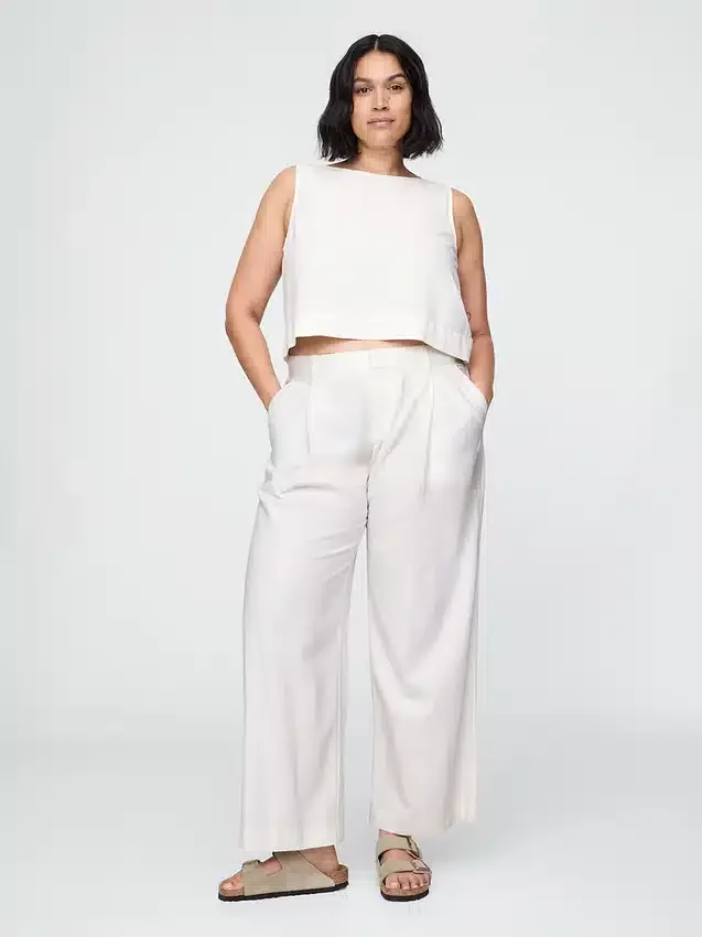 365 Lage taille broek van linnenmix