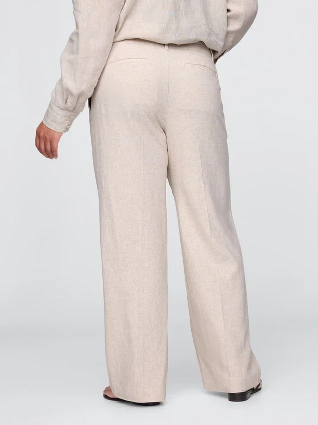 365 Lage taille broek van linnenmix