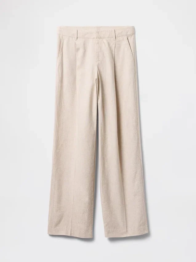 365 Lage taille broek van linnenmix