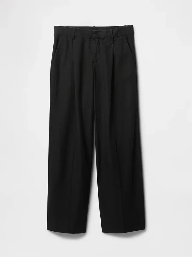 365 Lage taille broek van linnenmix