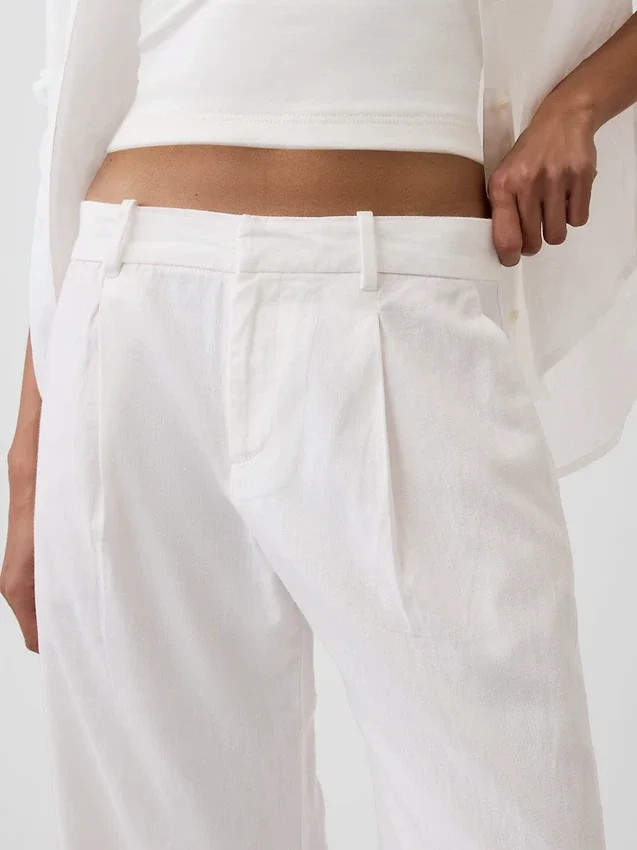 365 Lage taille broek van linnenmix