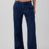 365 Lage taille denimbroek met plooien