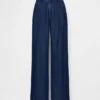 365 Lage taille denimbroek met plooien