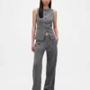 365 Lage taille, geborstelde twill plooibroek