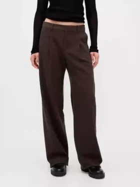 365 Lage taille, geborstelde twill plooibroek