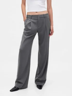 365 Lage taille, geborstelde twill plooibroek