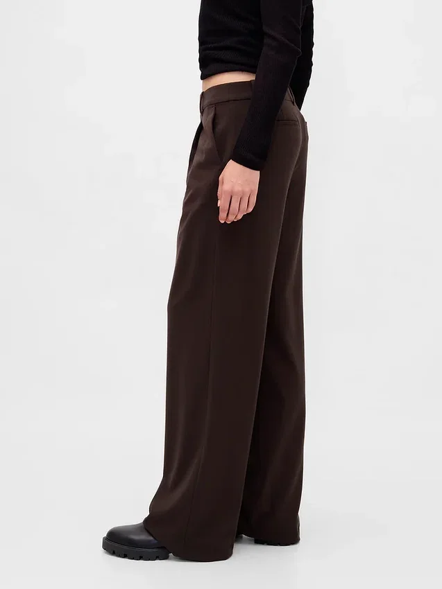 365 Lage taille, geborstelde twill plooibroek