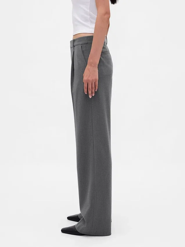 365 Lage taille, geborstelde twill plooibroek