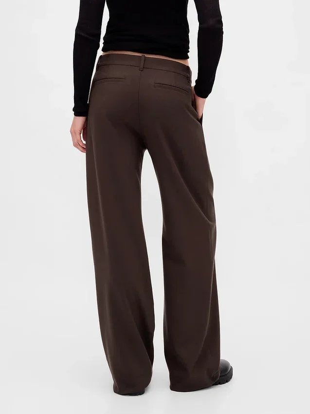 365 Lage taille, geborstelde twill plooibroek