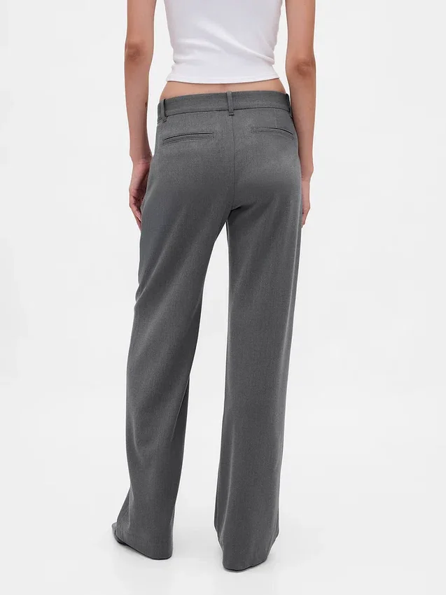 365 Lage taille, geborstelde twill plooibroek