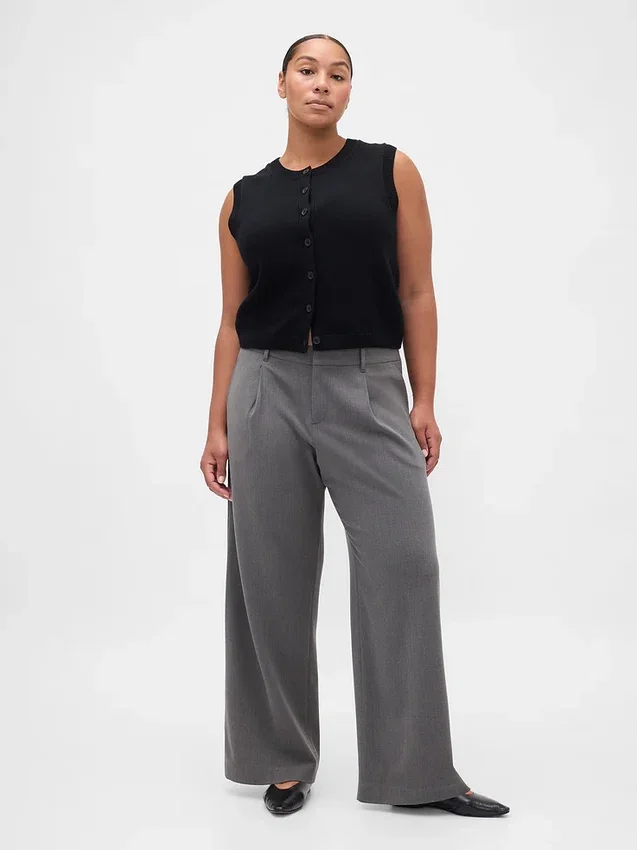 365 Lage taille, geborstelde twill plooibroek