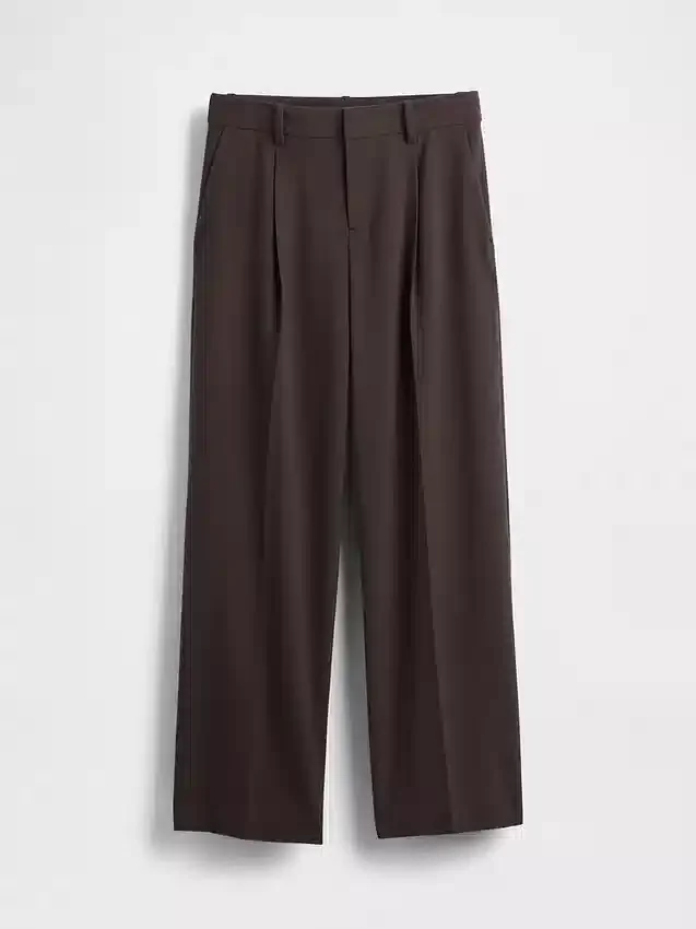 365 Lage taille, geborstelde twill plooibroek