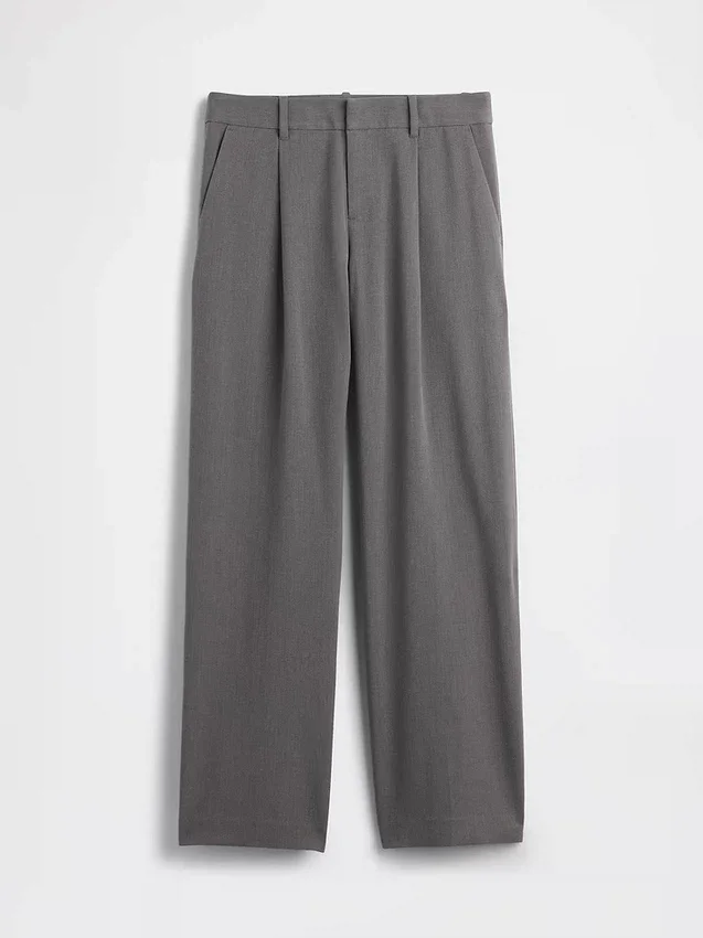 365 Lage taille, geborstelde twill plooibroek