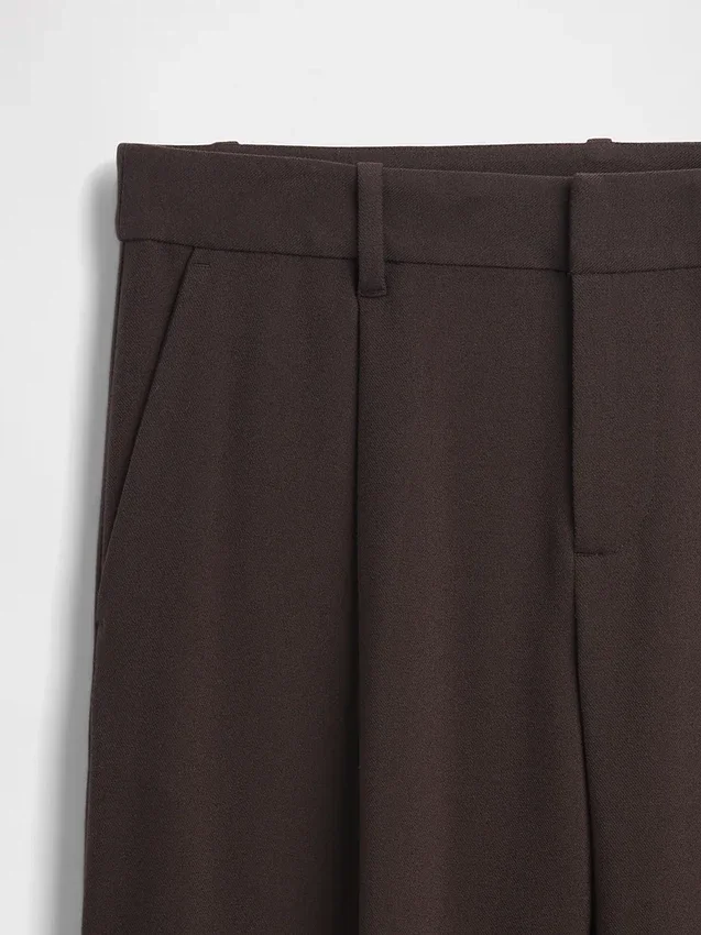 365 Lage taille, geborstelde twill plooibroek