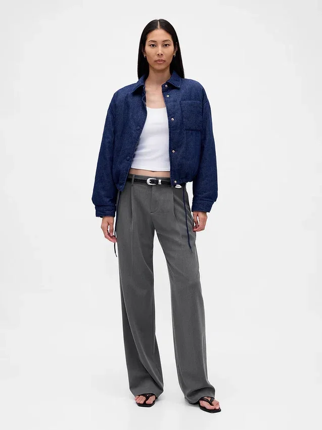 365 Lage taille, geborstelde twill plooibroek