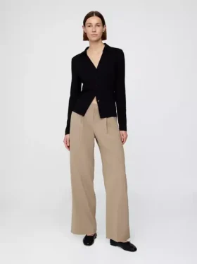 365 Lage taille, geplooide broek met wijde pijpen