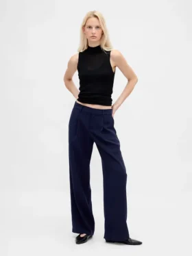 365 Lage taille, geplooide broek met wijde pijpen