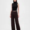 365 Lage taille, geplooide broek met wijde pijpen