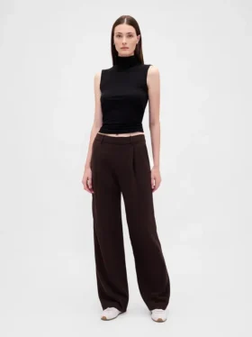 365 Lage taille, geplooide broek met wijde pijpen