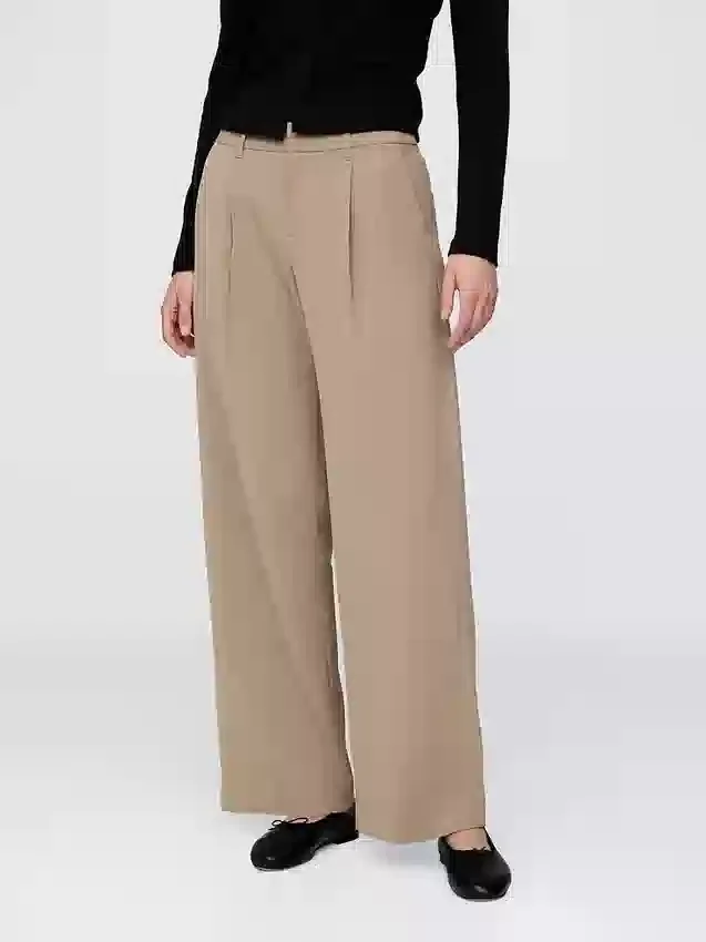 365 Lage taille, geplooide broek met wijde pijpen