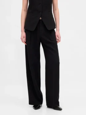 365 Lage taille, geplooide broek met wijde pijpen