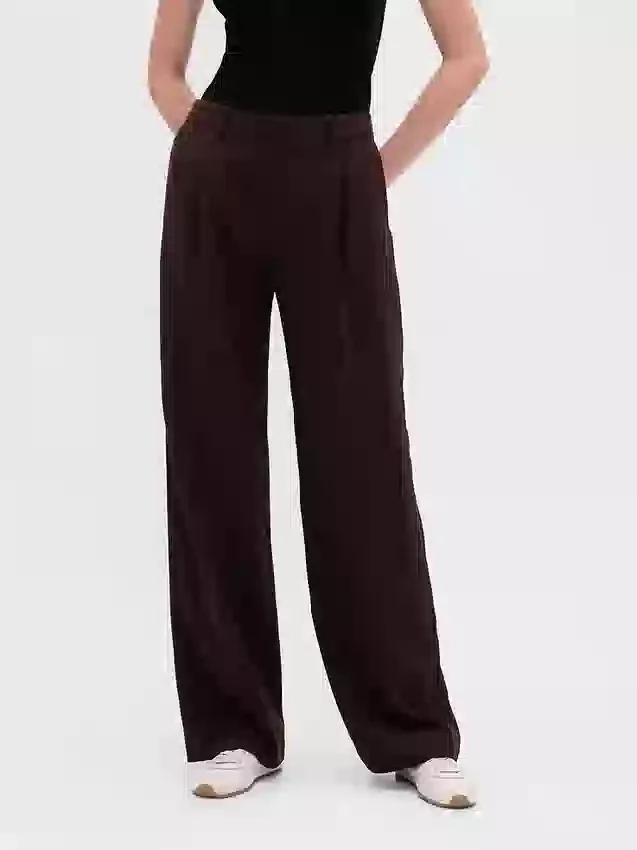 365 Lage taille, geplooide broek met wijde pijpen