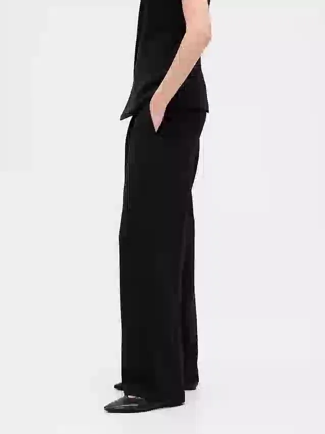 365 Lage taille, geplooide broek met wijde pijpen