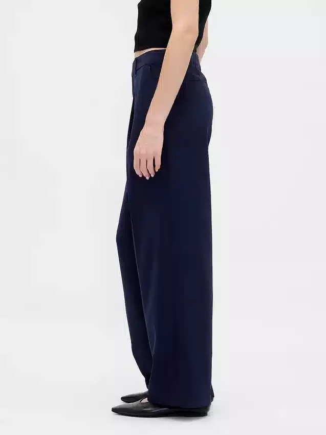 365 Lage taille, geplooide broek met wijde pijpen