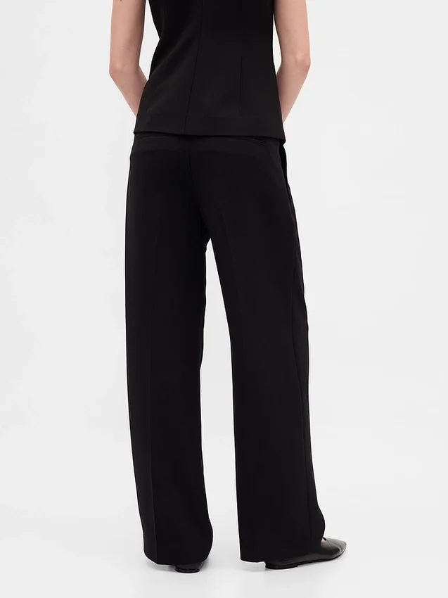 365 Lage taille, geplooide broek met wijde pijpen