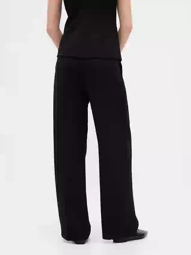 365 Lage taille, geplooide broek met wijde pijpen