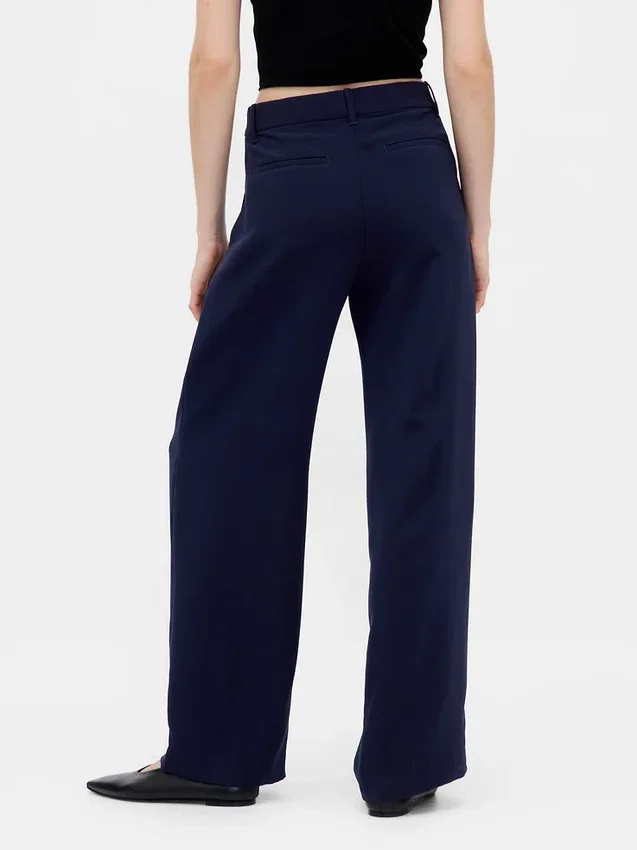 365 Lage taille, geplooide broek met wijde pijpen