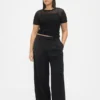 365 Lage taille, geplooide broek met wijde pijpen