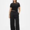 365 Lage taille, geplooide broek met wijde pijpen
