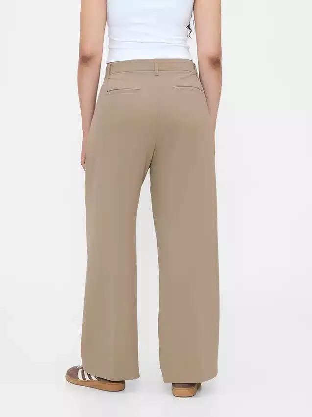 365 Lage taille, geplooide broek met wijde pijpen