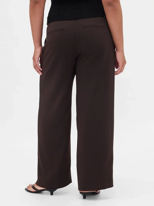365 Lage taille, geplooide broek met wijde pijpen