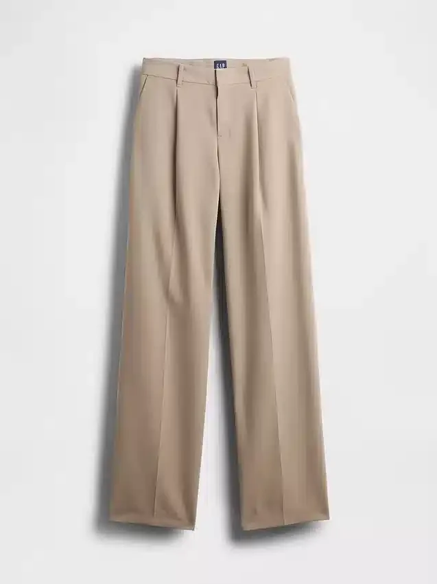 365 Lage taille, geplooide broek met wijde pijpen