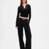 365 Lage taille, geplooide broek met wijde pijpen