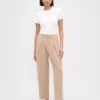 365 Tapered enkellange broek van geborsteld twill met hoge taille