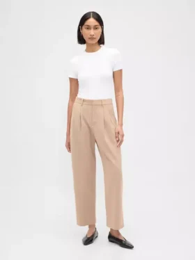 365 Tapered enkellange broek van geborsteld twill met hoge taille