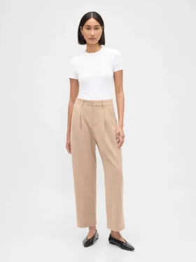 365 Tapered enkellange broek van geborsteld twill met hoge taille